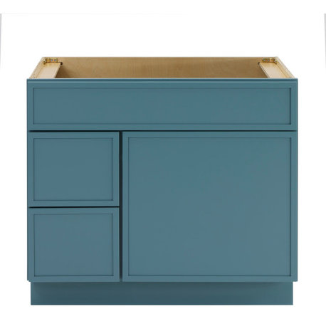 Vanity Art Birch Plywood Single Base Storage Cabinet, Sea Green, 36 Inch (Left Side Drawers)