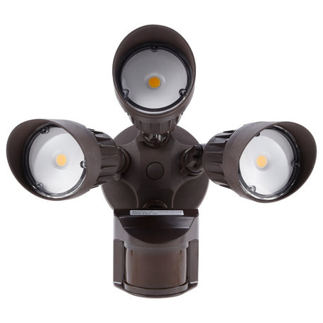 LEONLITE Adjustable 3 Heads Outdoor Flood Light, 3000K Warm White, Bronze Finish