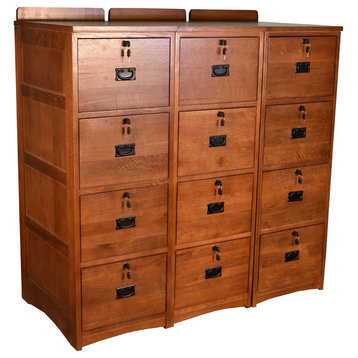 Mission Solid Oak 4-Drawer File Cabinet With Locks & Keys