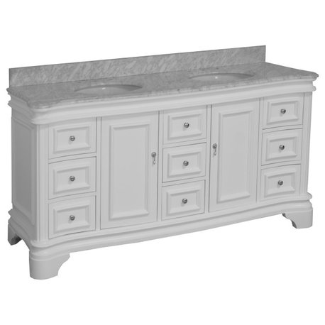 Katherine 72" Bathroom Vanity, White, Carrara Marble