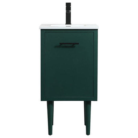 Elegant Decor Cyrus 18" Aluminum MDF Single Bathroom Vanity in Green