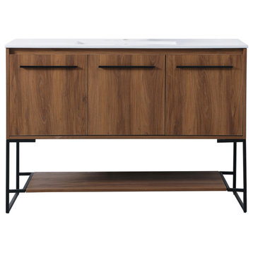 48" Single Bathroom Vanity, Walnut Brown