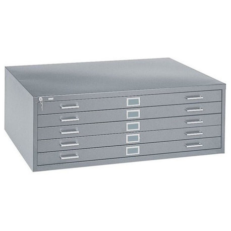 Safco 5 Drawer Metal Flat Files Cabinet for 24" x 36" Documents in Gray