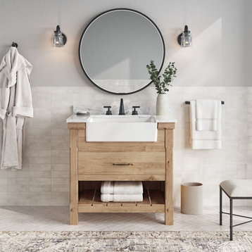 Bosque Bath Vanity, Driftwood, 36", Single Sink, Farmhouse, Freestanding