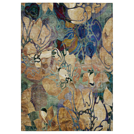 Machine Washable Indoor/Outdoor Chantille ACN558 Beige 5' x 7'6" Rug