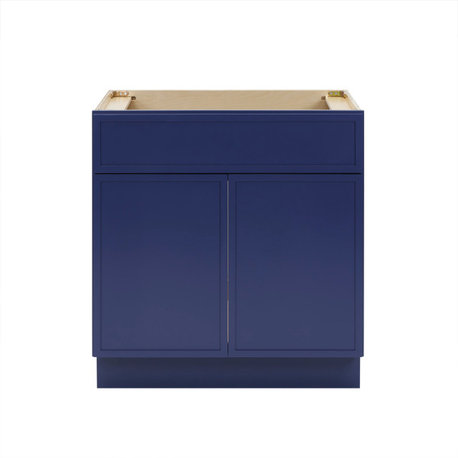 Vanity Art Birch Plywood Single Base Storage Cabinet, Blue, 30"