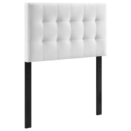 White Lily Biscuit Tufted Twin Performance Velvet Headboard