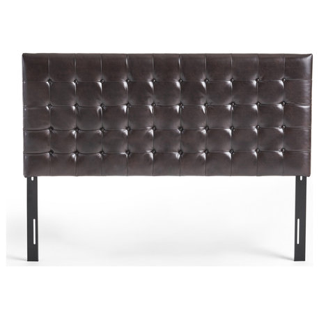 Lucca Tufted Bonded Leather King/Cal King Headboard, Brown Leather