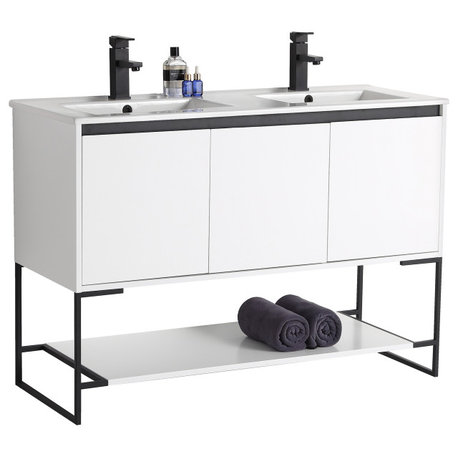 Urbania Vanity Set, White, 48", Double Sink