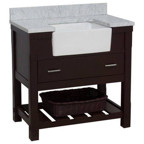 Charlotte 36" Bathroom Vanity, Chocolate, Carrara Marble Top