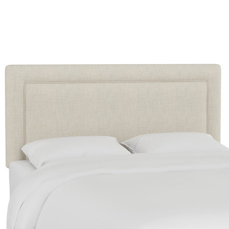 Ana Queen Upholsterd Border Headboard, Linen Talc