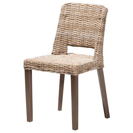 Denisse Modern Rattan and Wood Dining Chair