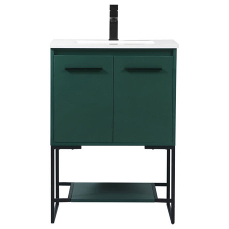 24" Single Bathroom Vanity, Green