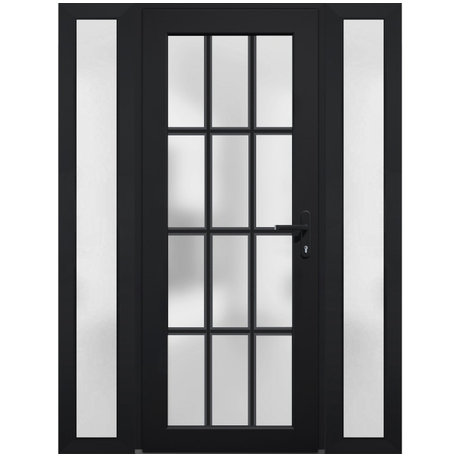 Front Exterior Prehung Door Frosted Glass / Manux 8312 Black / 68 x 80" Left In