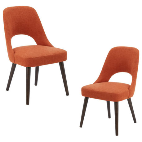 INK+IVY Nola Dining Chairs Set of 2, Orange/Dark Brown