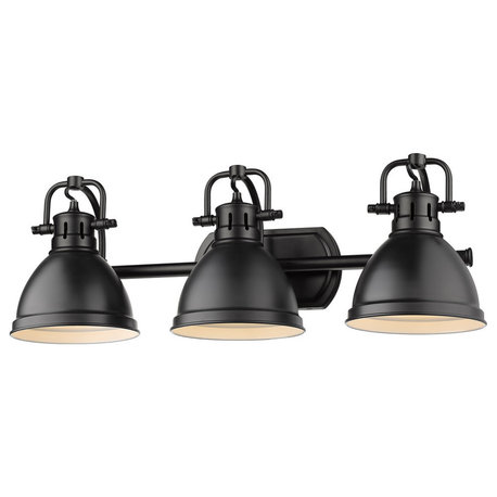 Duncan 3-Light Vanity, Black, Matte Black