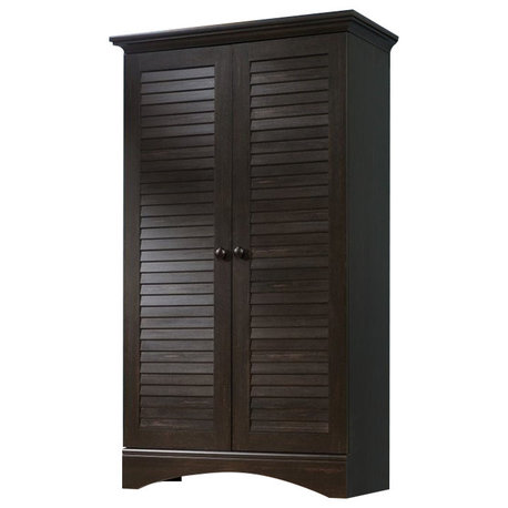 Sauder Harbor View Engineered Wood Storage Cabinet in Antique Brown