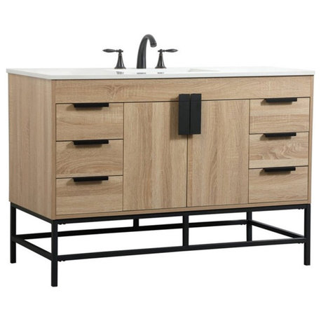 Elegant Decor Eugene 48" Aluminum Iron MDF Single Bathroom Vanity in Mango Wood