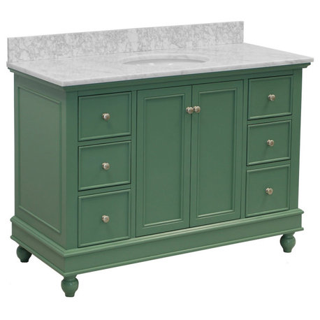 Bella 48" Bathroom Vanity, Sage Green, Carrara Marble