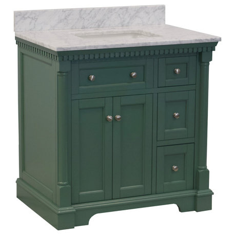 Sydney 36" Bathroom Vanity, Sage Green, Carrara Marble