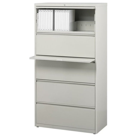 Scranton & Co 5-Drawer Modern Metal Lateral File Cabinet in Light Gray