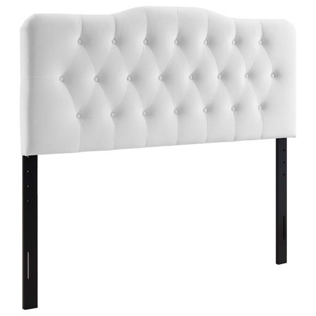 Annabel Queen Diamond Tufted Performance Velvet Headboard, White