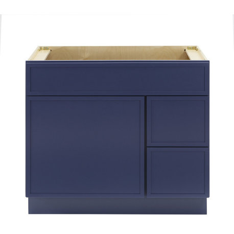 Vanity Art Birch Plywood Single Base Storage Cabinet, Blue, 36 Inch (Right Side Drawers)