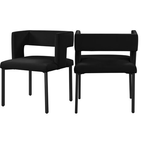 The Verve Dining Chair, Set of 2, Black Velvet, Matte Black Iron Legs