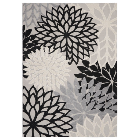 Nourison Aloha 7'10" x 10'6" Black White Tropical Area Rug