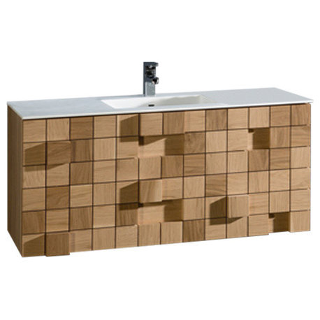 Eviva Mosaic 33" Wall Mounted Oak Vanity, 48"