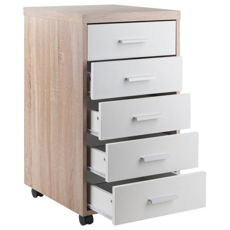 Kenner 5-Drawer Cabinet, Reclaimed Wood and White