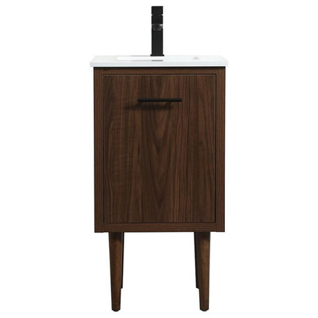 Elegant Decor Cyrus 18" Aluminum MDF Single Bathroom Vanity in Walnut