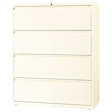 Hirsh 42-in Wide HL10000 Series Metal 4 Drawer Lateral File Cabinet Off White