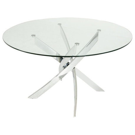 Modrest Pyrite Modern Round Glass Dining Table