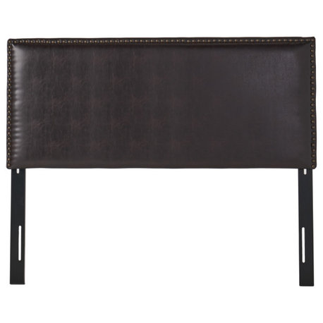 GDF Studio Alonzo Brown Leather Full To Queen Headboard