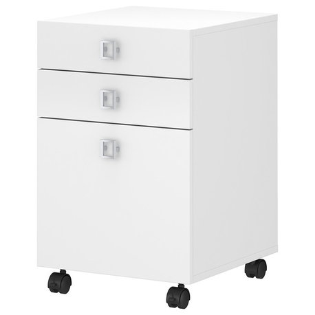 Echo 3 Drawer Mobile File Cabinet, Pure White, Office By Kathy Ireland