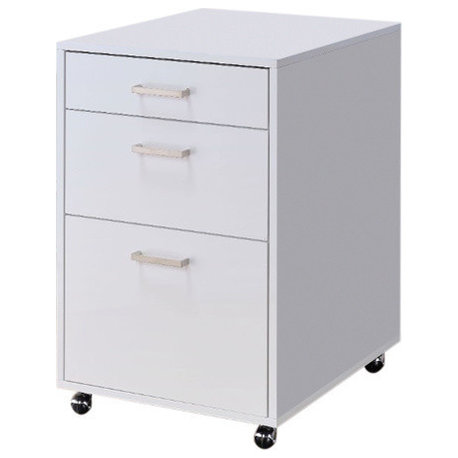 Benzara BM163571 Modish File Stylish Caster Cabinet, White