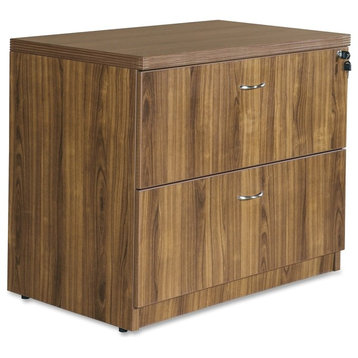 Lorell Chateau Series Walnut Laminate Lateral File, 35.5"x22"x30"