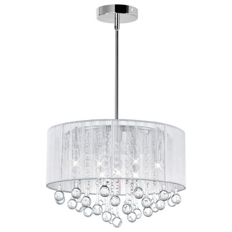 Water Drop 6 Light Drum Shade Chandelier With Chrome Finish