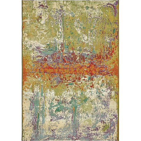 Unique Loom Multicolored Crumpled Outdoor 4' 0 x 6' 0 Area Rug