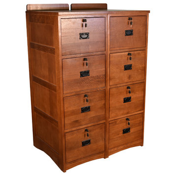 Mission Solid Oak 4-Drawer File Cabinet With Locks & Keys