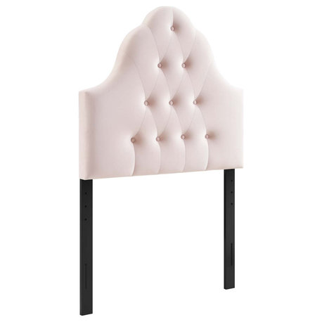 Sovereign Twin Diamond Tufted Performance Velvet Headboard, Pink