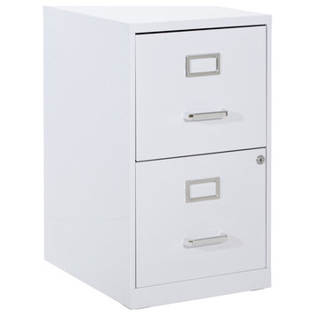 2 Drawer Locking Metal File Cabinet, White