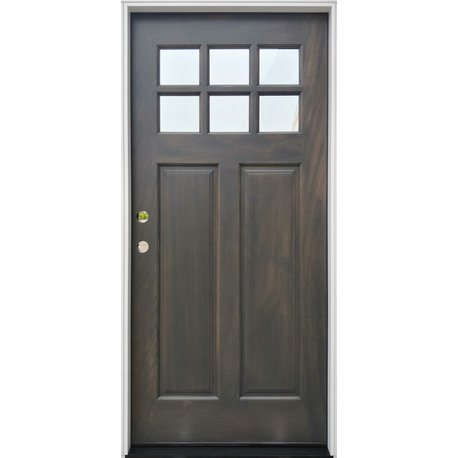 Entry Door 6-Lite Craftsman Ash Mahogany Right-Hand, 4-9/16"