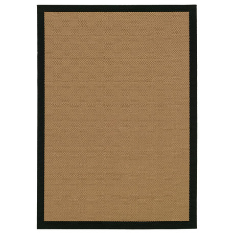 Malibu Indoor and Outdoor Outdoor Beige and Black Rug, 3'7"x5'6"