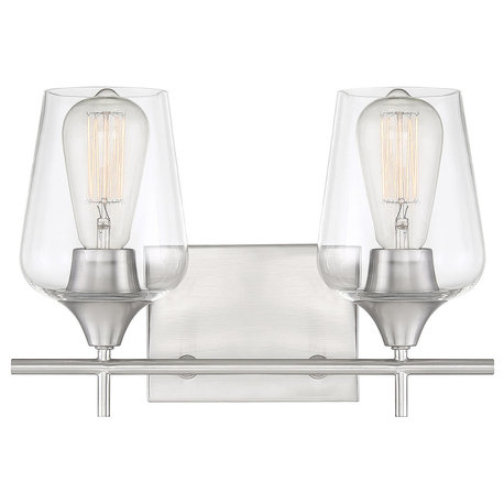 Octave 2-Light Vanity Fixture, Satin Nickel, 2-Light