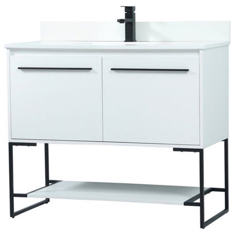 Elegant Decor Sloane 40" MDF Single Bathroom Vanity with Backsplash in White