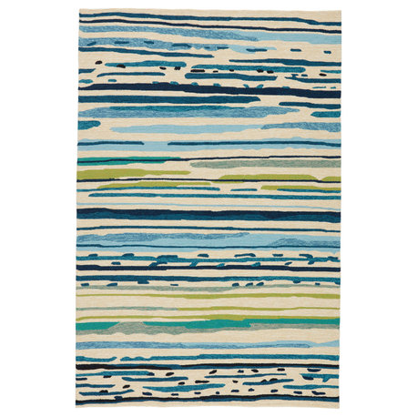 Jaipur Living Sketchy Lines Indoor/Outdoor Abstract Blue/Green Area Rug, 2'x3'