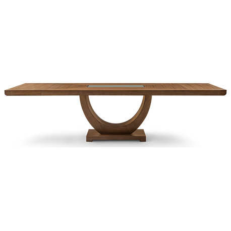 The Heiwa Dining Table, Transitional, Rectangular Extendable, Walnut