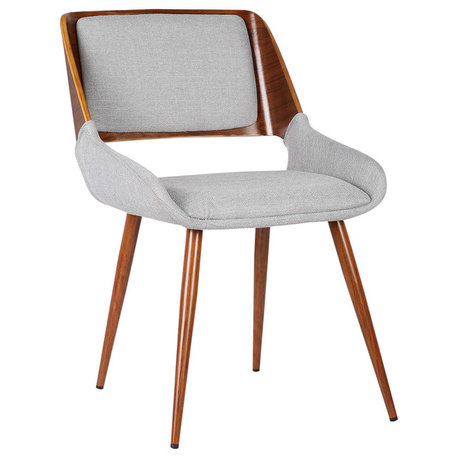 Armen Living Panda Mid-Century Dining Chair, Walnut, Gray